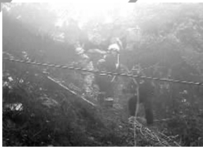  ▲3月9日上午，郴州市人民东路苏仙桥，一辆黑色小轿车冲出护栏坠入桥下铁路路基上。 