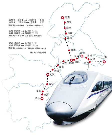 长沙去南京合肥 坐高铁也能到了